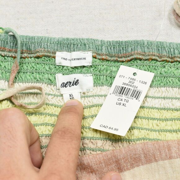 NEW Aerie Women Summer Shift Dress Striped Sleeveless Linen Multicolor Size XL - Picture 7 of 8